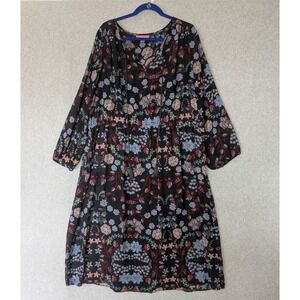 Woman Within Floral Maxi Dress Size 22W Boho Peasant Dress Tassel Chiffon Flowy